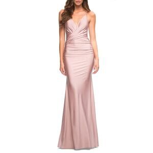 La Femme Long Jersey Prom Dress with Rhinestones Size 10 New - $438